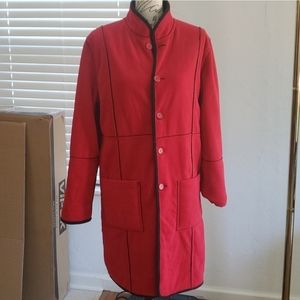 SUSAN GRAVER Red/Black WOMEN'S FLEECE REVERSIBLE COAT SIZE S